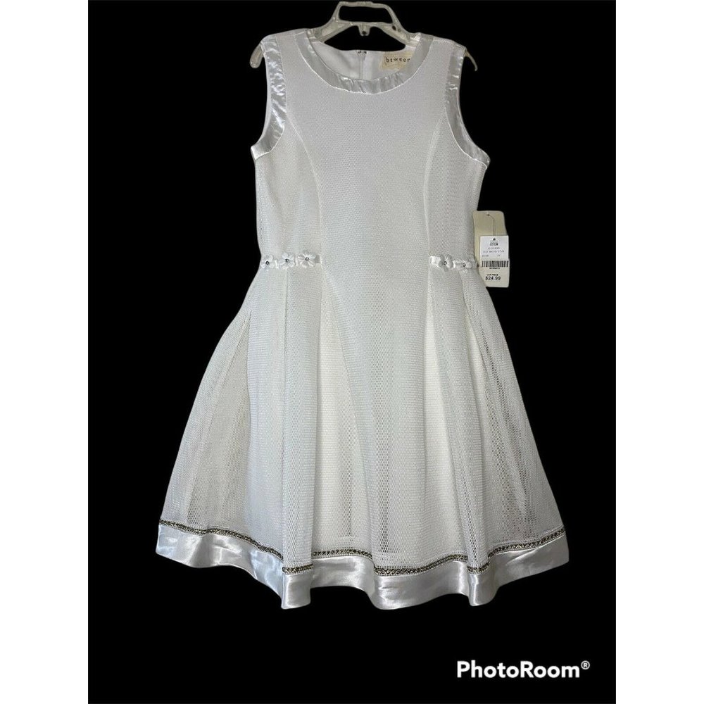 between Kids Girls White & Silver Mesh Dress Size 6